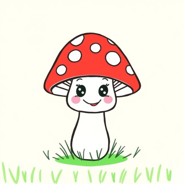 A simple, cartoon-style drawing of a mushroom