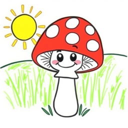A simple, cartoon-style drawing of a mushroom