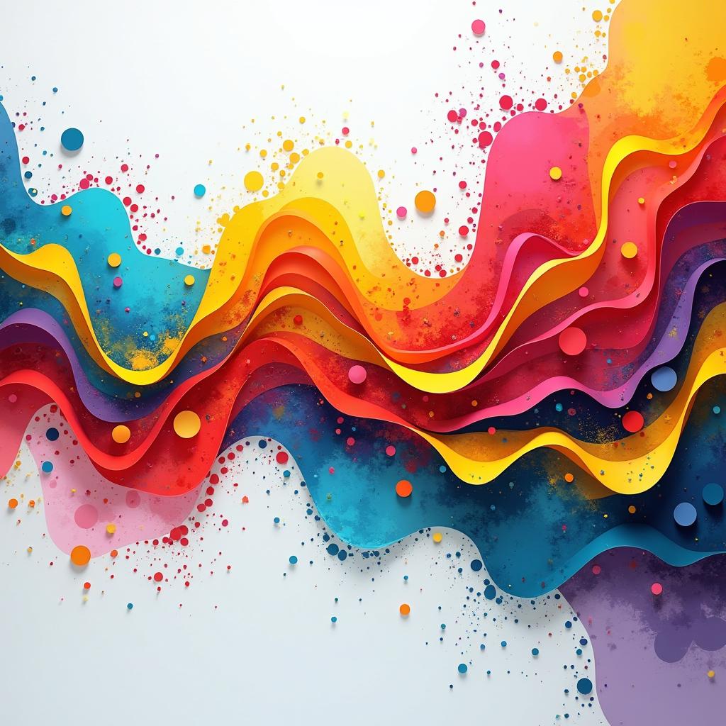 A stunning art piece illustrating data distribution using vibrant colors and creative shapes