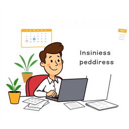 A simple, cartoon-style illustration of a person managing a business