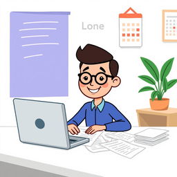 A simple, cartoon-style illustration of a person managing a business