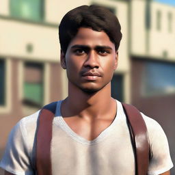 A hyper-realistic, ultra HD graphic image of a handsome, young, brown-skinned cartel member