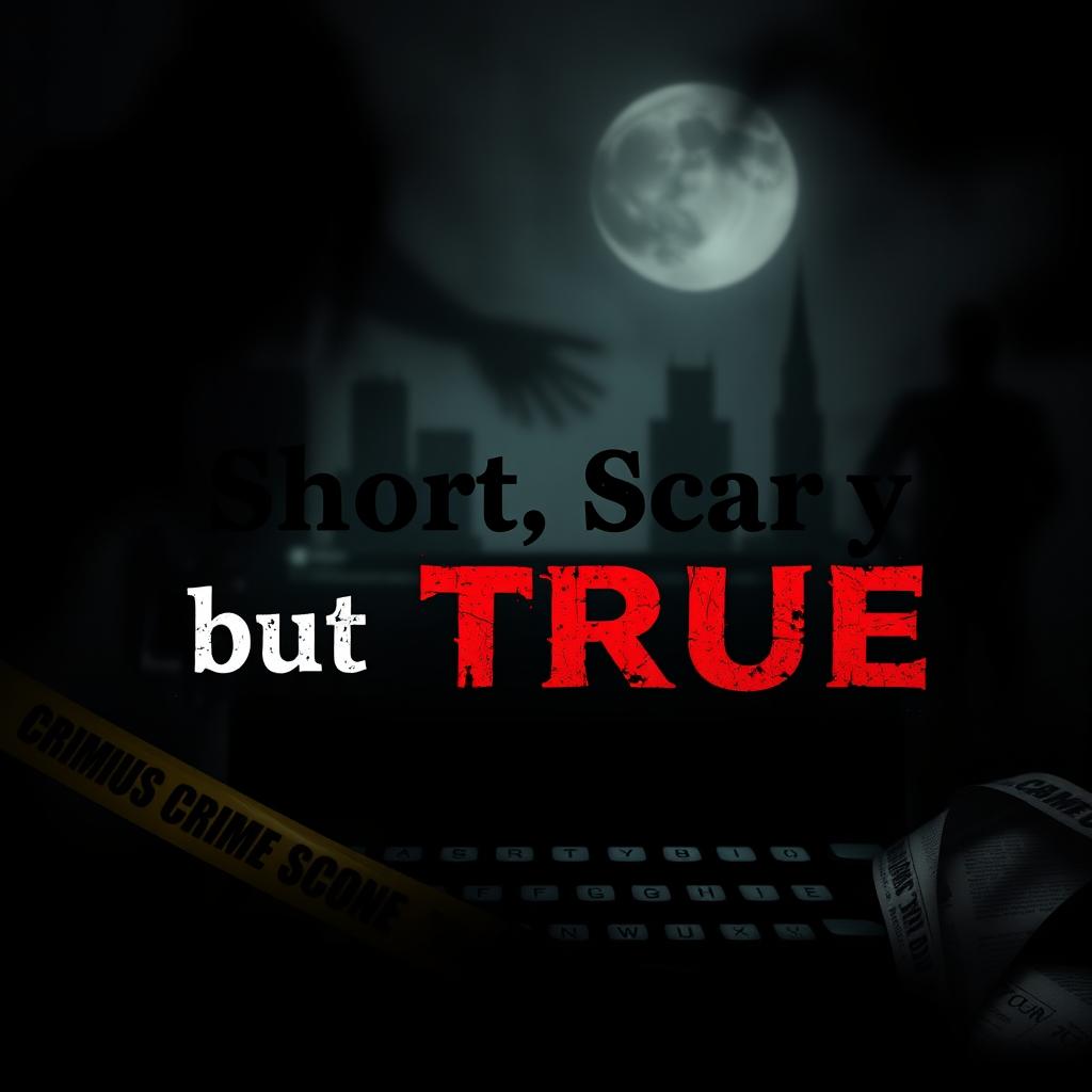 A captivating header for a YouTube channel titled 'Short, Scary, but TRUE'