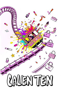 An illustration featuring bright, feminine neon colors, created in a sharpie drawing style