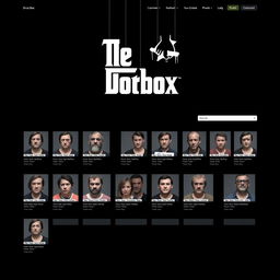 A website design mockup for an imageboard named 'DoxBox', featuring a dark theme with a black background