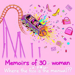 An illustration featuring bright, feminine neon colors, created in a sharpie drawing style
