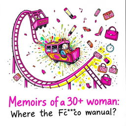 An illustration featuring bright, feminine neon colors, created in a sharpie drawing style
