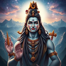 A captivating and majestic depiction of Lord Shiva, showcasing him in a divine and powerful stance