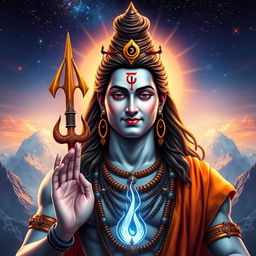 A captivating and majestic depiction of Lord Shiva, showcasing him in a divine and powerful stance