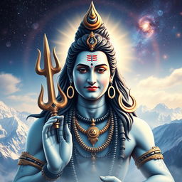A captivating and majestic depiction of Lord Shiva, showcasing him in a divine and powerful stance