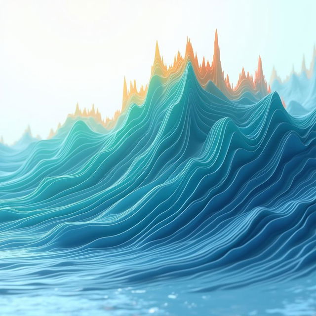 An abstract art piece that unmistakably represents an elevation graph through oceanic elements