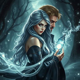 Set in an enchanting mythical world, a dark love story unfolds between a captivating silver-haired female sorcerer and a powerful sorcerer, both initially enemies whose relationship takes a passionate turn towards forbidden love