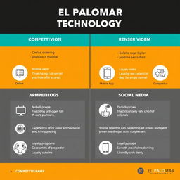 An informative graphic that visually compares the restaurant 'El Palomar' with its competitors in terms of technology
