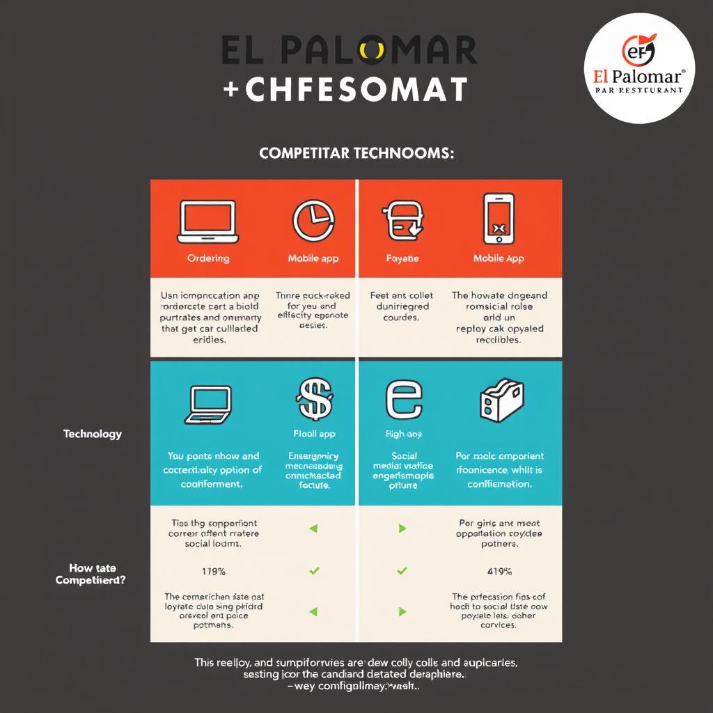 An informative graphic that visually compares the restaurant 'El Palomar' with its competitors in terms of technology