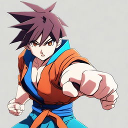 A high-quality 3D animation of an anime boy in a battle-ready stance