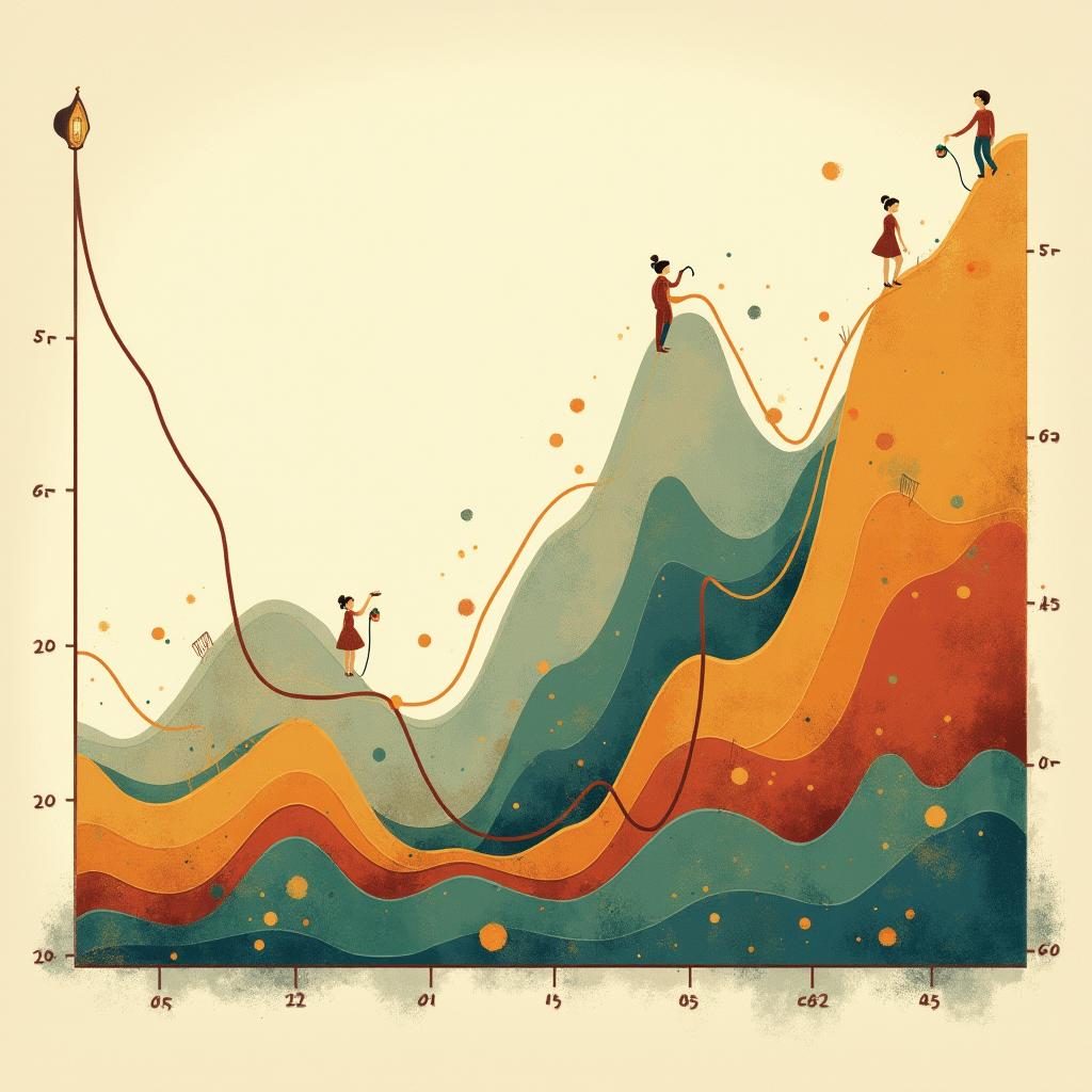 An abstract representation of data distribution and outliers, resembling an elevation graph