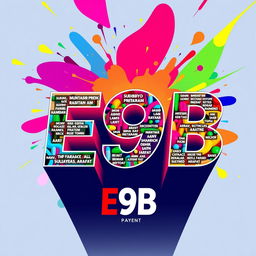 A vibrant and colorful poster design for an event titled 'E9B'