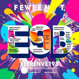 A vibrant and colorful poster design for an event titled 'E9B'