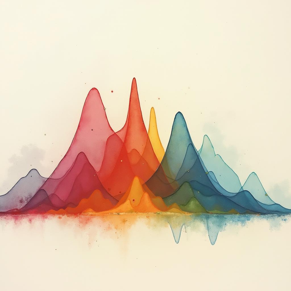 An abstract art piece depicting data distribution and outliers, styled as an elevation graph