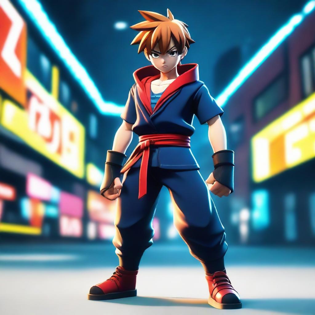 A high-quality 3D animation featuring a cool anime boy in a full body view