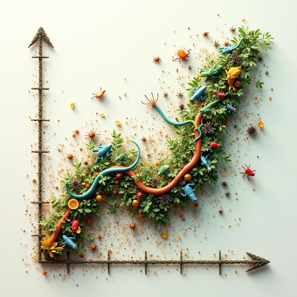 An abstract art piece that represents data distribution and outliers, visually depicted as an elevation graph