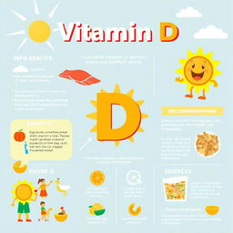 A visually appealing infographic about vitamin D, showcasing its benefits and sources