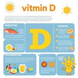 A visually appealing infographic about vitamin D, showcasing its benefits and sources