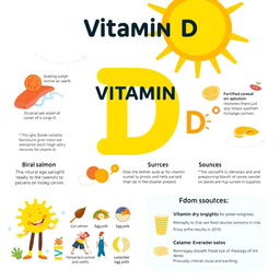 A visually appealing infographic about vitamin D, showcasing its benefits and sources