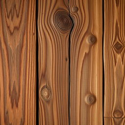 A close-up view of a rustic wooden wall featuring rich textures, with visible wood grains and knots