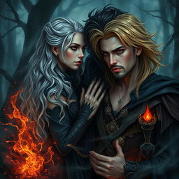 Deep within a mystical world, a thrilling narrative of dark love and carnal desire emerges between a fierce silver-haired female sorcerer and a brooding male sorcerer