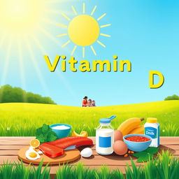 A visually appealing and informative illustration representing Vitamin D