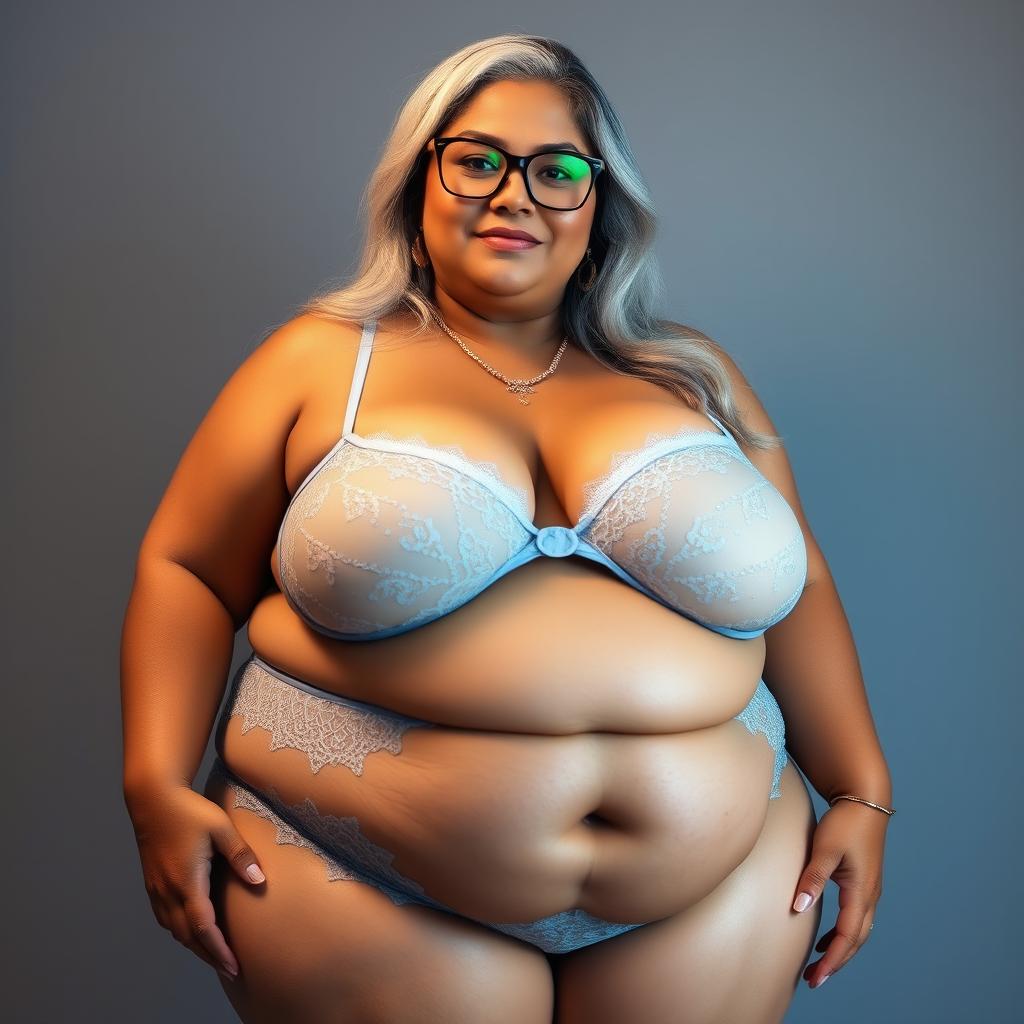 A 55-year-old Indian plus-size woman, exuding a confident cougar vibe