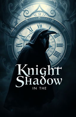 A mysterious figure wearing a crow mask, exuding dark vibes, standing in front of an ancient clock that symbolizes the multiverse