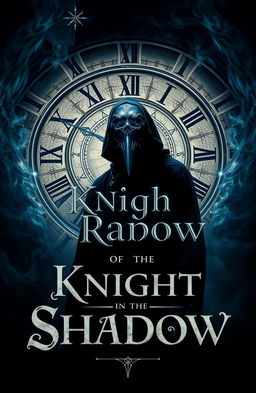 A mysterious figure wearing a crow mask, exuding dark vibes, standing in front of an ancient clock that symbolizes the multiverse