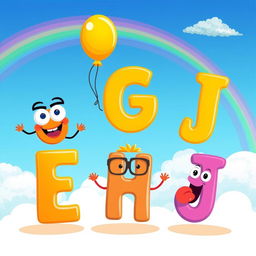 A whimsical scene representing the letters of the alphabet creatively