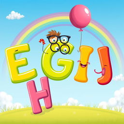 A whimsical scene representing the letters of the alphabet creatively