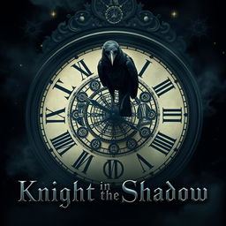 A mysterious crow perched ominously on an ancient clock, surrounded by dark vibes and elements representing the multiverse