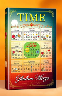A visually striking book cover featuring a beautifully designed calendar, where each month showcases vibrant illustrations representing the seasons