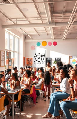 A vibrant and engaging scene depicting a fictional academy dedicated to personal transformation and beauty, called ACM Glowup Academy