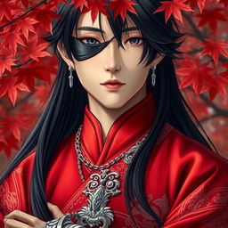 A realistic portrait of a 21-year-old young man resembling Hua Cheng from Heaven Official’s Blessing
