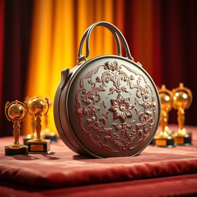 A beautifully designed round bag, elegantly styled, perfectly suited for an award ceremony