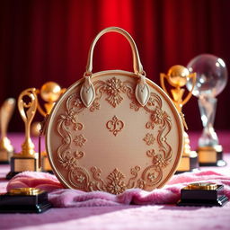 A beautifully designed round bag, elegantly styled, perfectly suited for an award ceremony