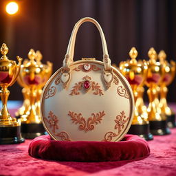 A beautifully designed round bag, elegantly styled, perfectly suited for an award ceremony