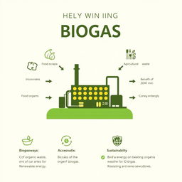 An informative poster about biogas, designed in a simple and clear layout