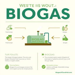 An informative poster about biogas, designed in a simple and clear layout
