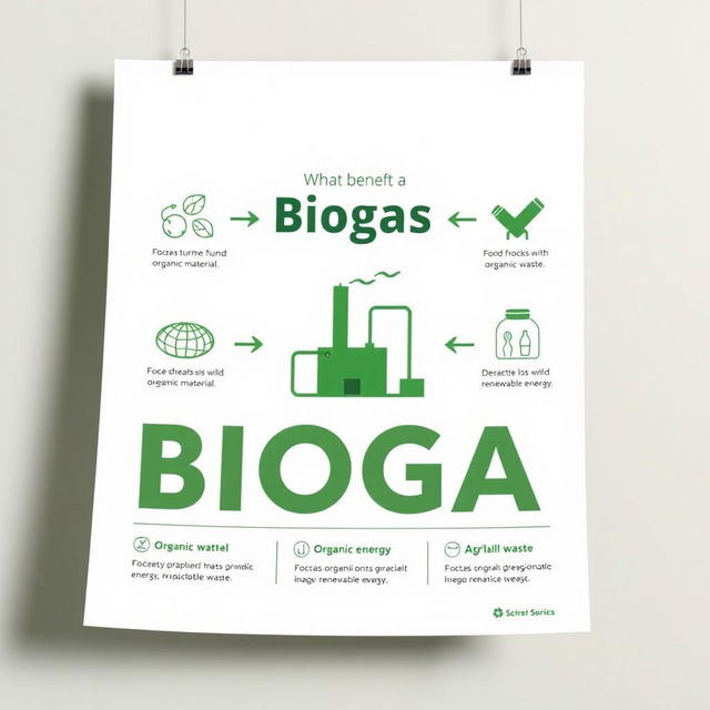 An informative poster about biogas, designed in a simple and clear layout