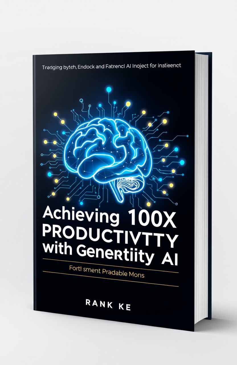 A visually striking and modern book cover for “Achieving 100X Productivity with Generative AI” designed to capture the essence of leveraging advanced AI in project management