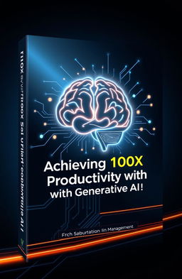 A visually striking and modern book cover for “Achieving 100X Productivity with Generative AI” designed to capture the essence of leveraging advanced AI in project management