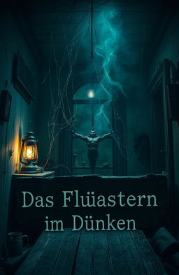 An eerie scene inside a haunted house, depicting a cursed object that exudes a dark aura