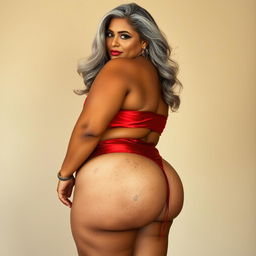 A 55-year-old Indian plus-size woman, embodying the essence of a confident cougar
